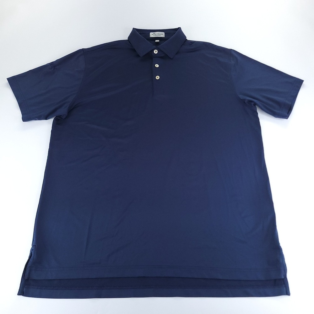Peter Millar Summer Comfort Polo Mens Large Navy Blue Moen Emb Golf Performance